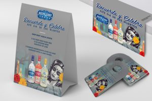 Deep Eddy vodka table tents designed by Kristi Simmons.