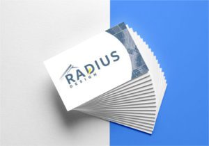 Radius Design business cards designed by Kristi Simmons Design.